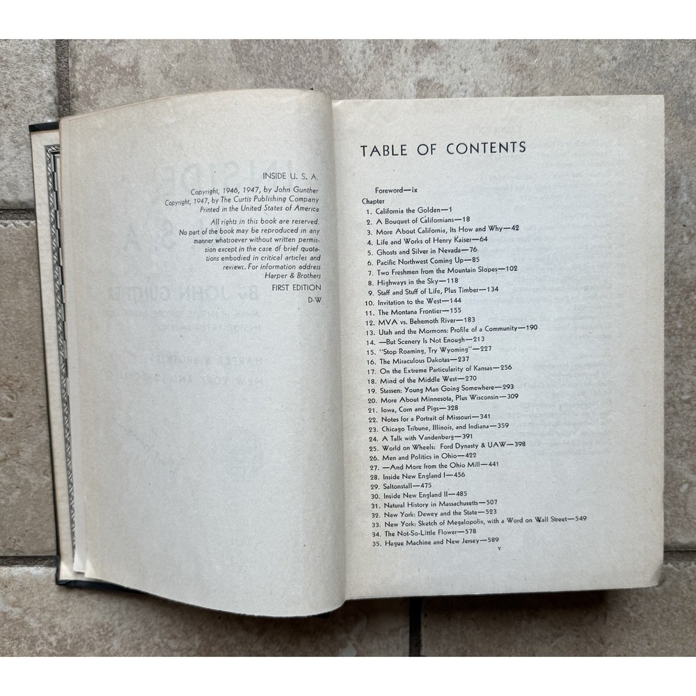 Inside USA 1947 by John Gunther, Signed, HC VTG  Book - First Edition, W/Foldout - Picture 8 of 13